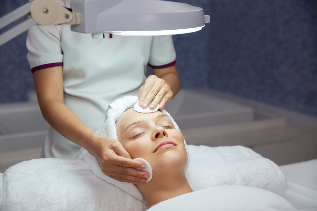 Client receiving Korean skincare treatment focused on hydration, glow, and skin barrier health at Exhale Skin Studio in Leawood KS