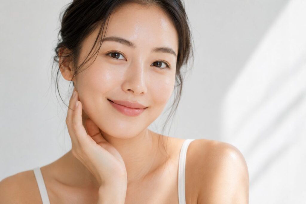 Healthy radiant skin reflecting the Korean skincare philosophy of hydration and skin health